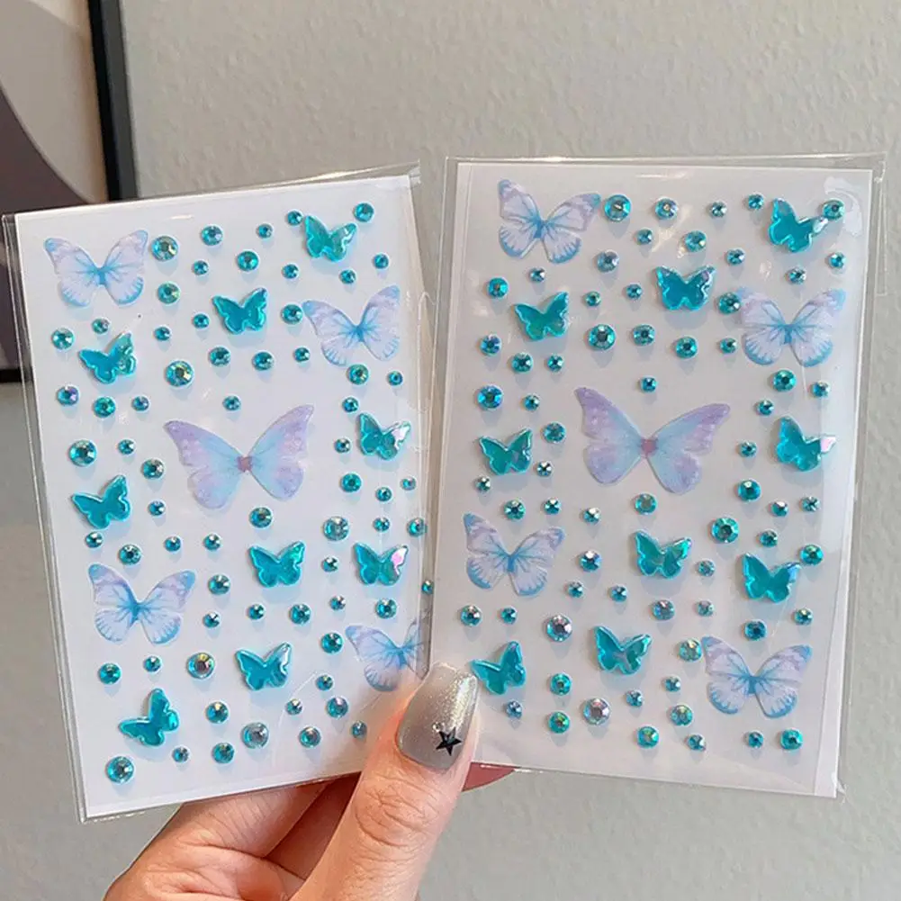 5 colori adesivi con diamanti per bambini autoadesivi fata farfalla viso occhi fai da te tatuaggi facciali per la decorazione del trucco del partito di scena