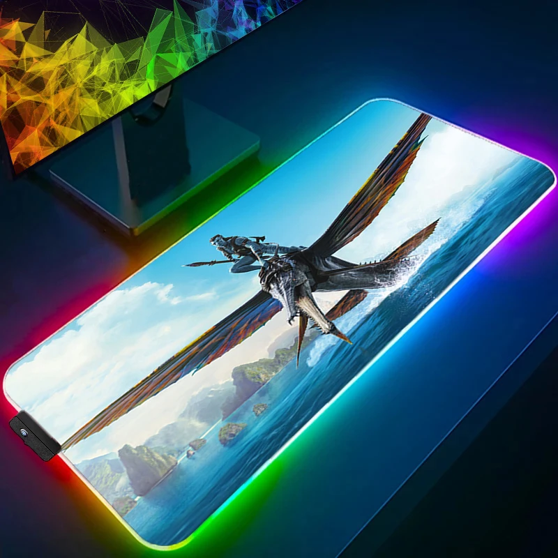 Tappetino per mouse RGB Bordo bianco Kawaii Avatar Tappetino per computer di tipo velocità per lettori e-sport Tastiera per laptop Tappetino per mouse LED Tappetino da scrivania