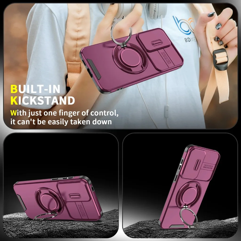 360 Magnetic Ring Holder Armor Phone Case For Samsung Galaxy A57 A37 A27 A17 A07 A56 A36 Sliding Window Camera Protection Cover view 5