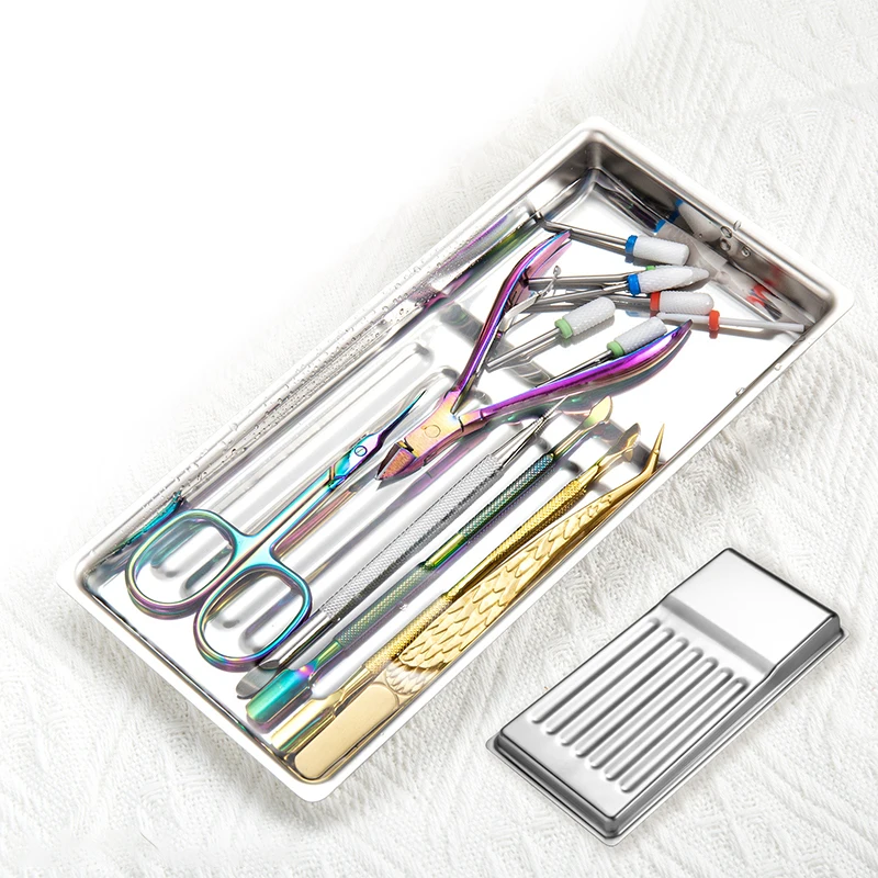 Stainless Steel Nail Tool Special Disinfection Tray Nail Tools Portable Storage Plate Nail Tool Display Rack