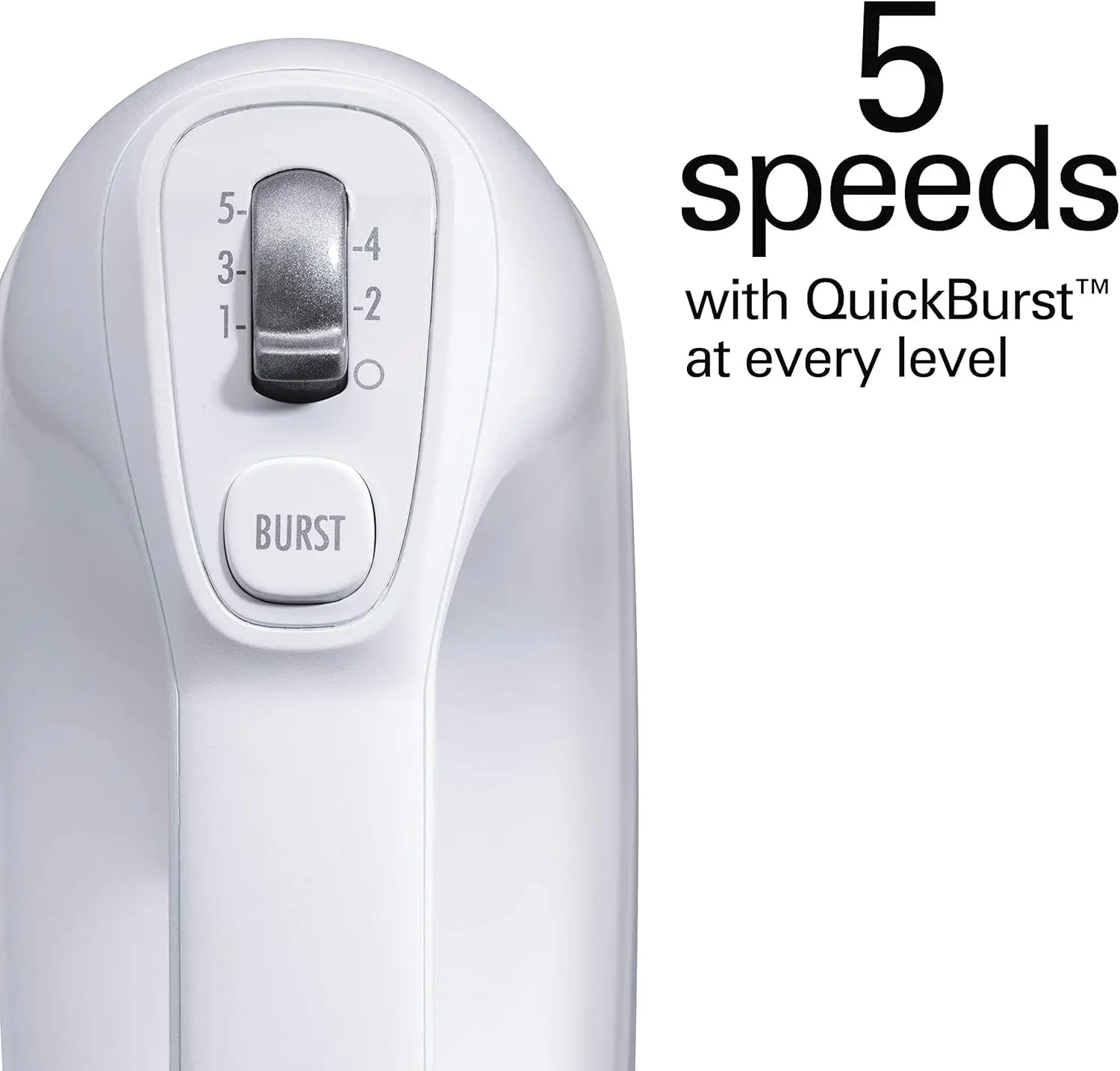 5-Speed Electric Hand Mixer with High-Performance DC Motor, Slow Start, Snap-On Storage Case, Stainl