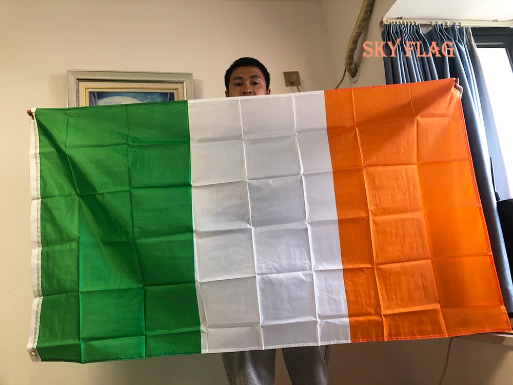 SKY FLAG Irlandia Flaga 90X150cm Wisząca poliestrowa zielona biała pomarańczowa IRE IRISH Irlandia Narodowa Flaga Kraju Baner