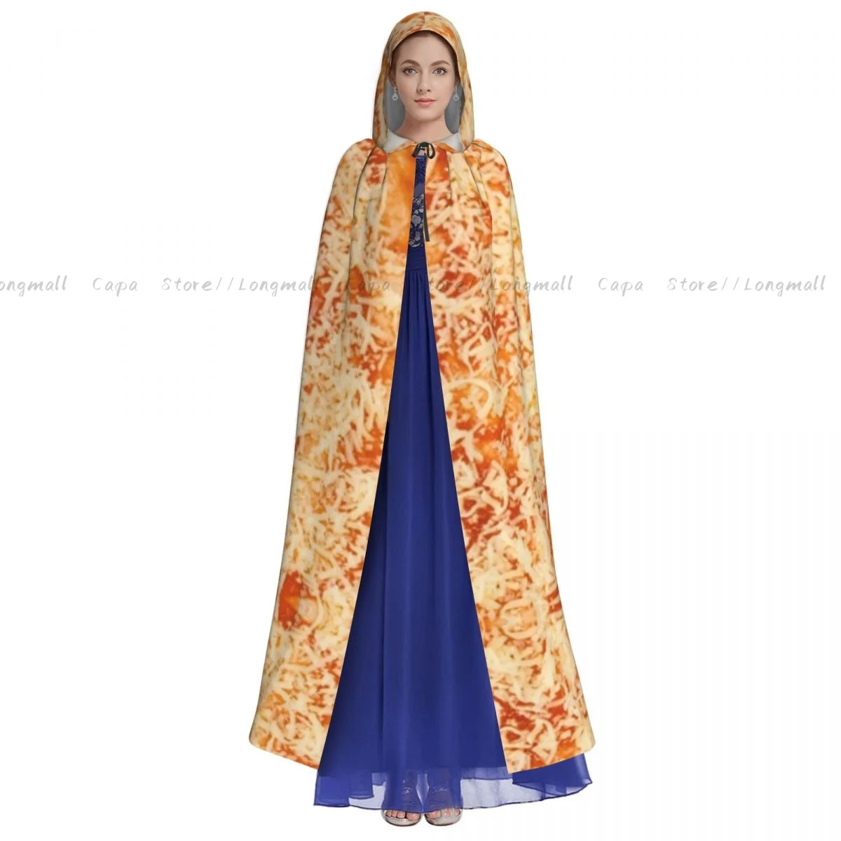 Cosplay Medieval Costumes Pizza Cheese Hooded Cloak Capes Long Robes Jackets Coat Carnival