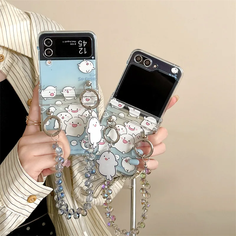 

Blue Cute Ghost Chain for Samsung Galaxy Z Flip 7 6 5 4 Protective Back Cover for ZFlip5 ZFlip6 ZFlip7 Case Shell