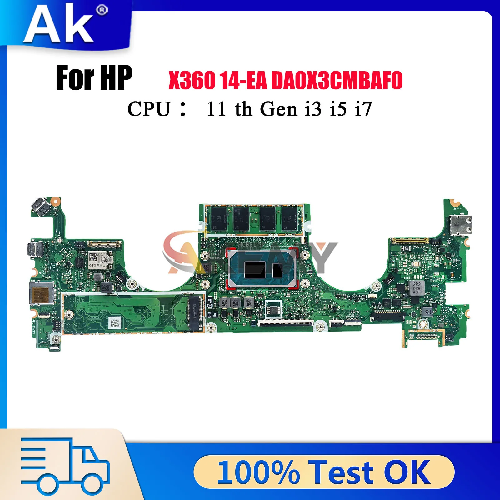 

DA0X3CMBAF0 Laptop Motherboard For HP Spectre X360 14-EA With i5 i7 11th Gen CPU 8GB 16GB RAM M26865-601 100% Fully Tested