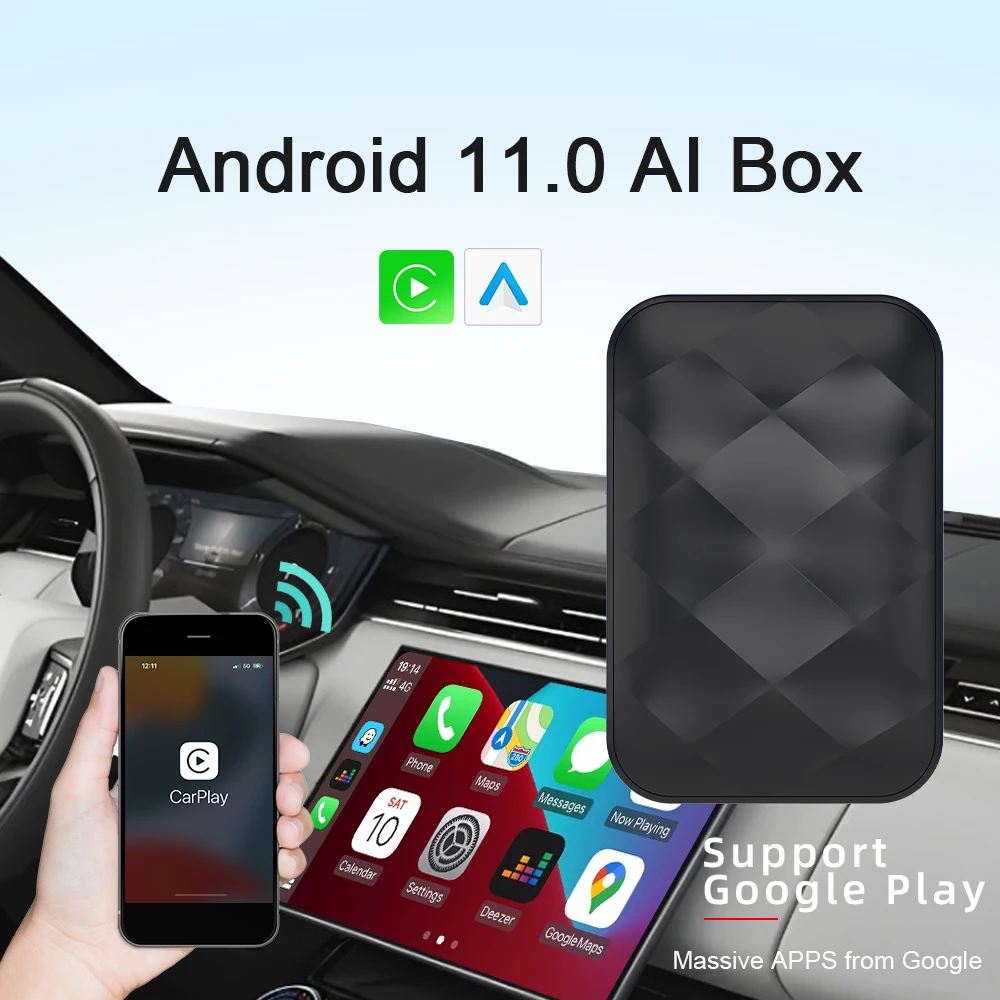 

HANG JING CarPlay Ai Box 4G 64G Wireless Android Auto Car Smart Android TV Box Wifi Bluetooth Auto Connect for Car Play