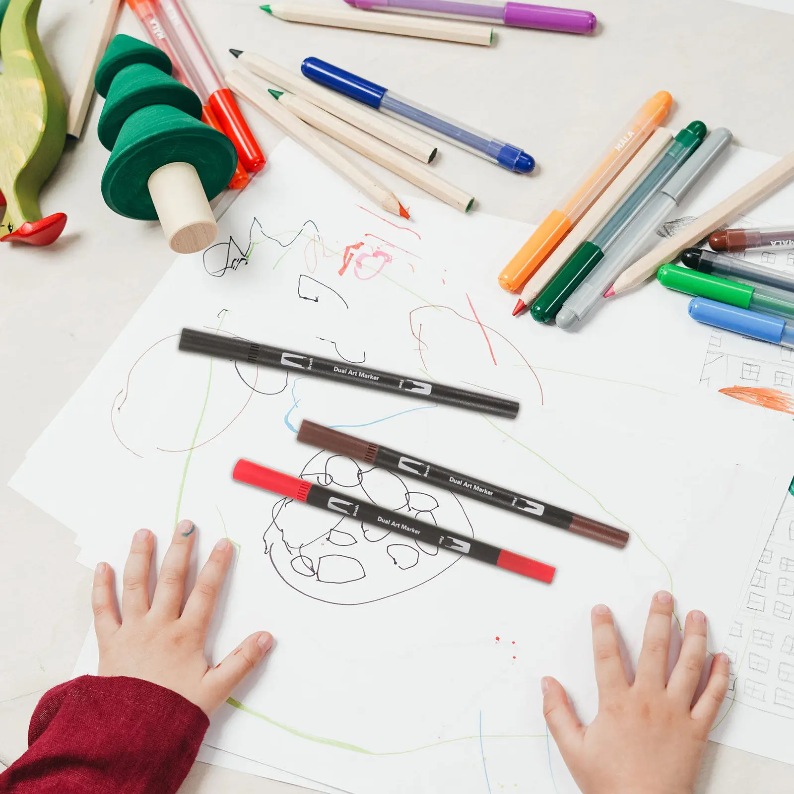 

24Pcs Dual Tip Watercolor Brush Pens Washable Coloring Markers for Adults Kids Artists Sketching Illustration Journaling Art