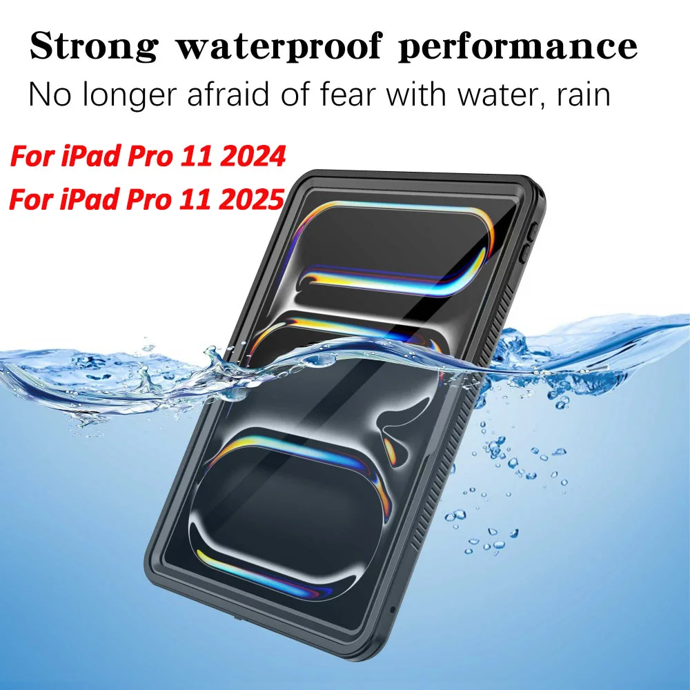 

Водонепроницаемый чехол на 360° для iPad Pro 11 M4 2025 Pro 13 Air11 Air13, все включено, пылезащитный, противоударный, противоударный, защитный чехол