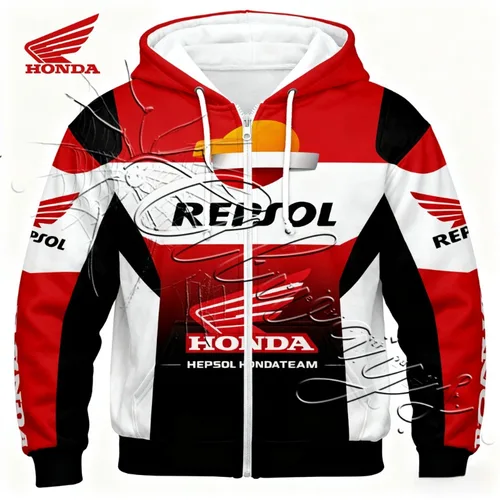 Imagen 2 del producto 2026 moda diseño callejero bata de motocicleta Honda entusiasta de las carreras MOTO todoterreno bicicleta de montaña deporte cálido Sudadera con capucha chaqueta Casual