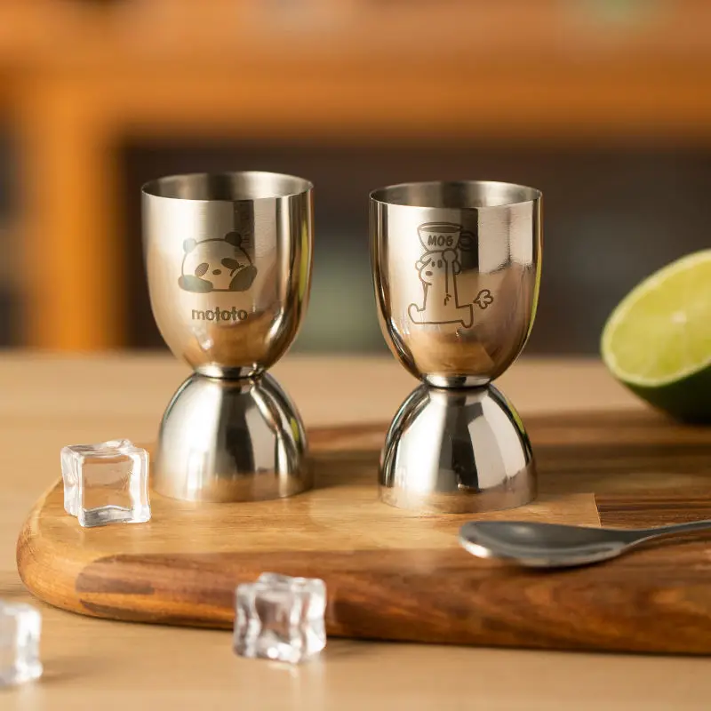 

Cartoon Panda Stainless Steel Wine Mixer Dual Heads Graduated Measuring Cup Tools Bar Measure Cocktail Accessories Silver Ware