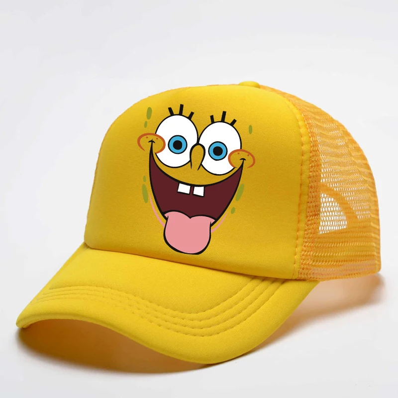 New Spongebob Children Baseball Caps Kawaii Cartoon Printed Hat Boys Girls Casual Sun Hat Adjustable Peaked Cap Birthday Gifts