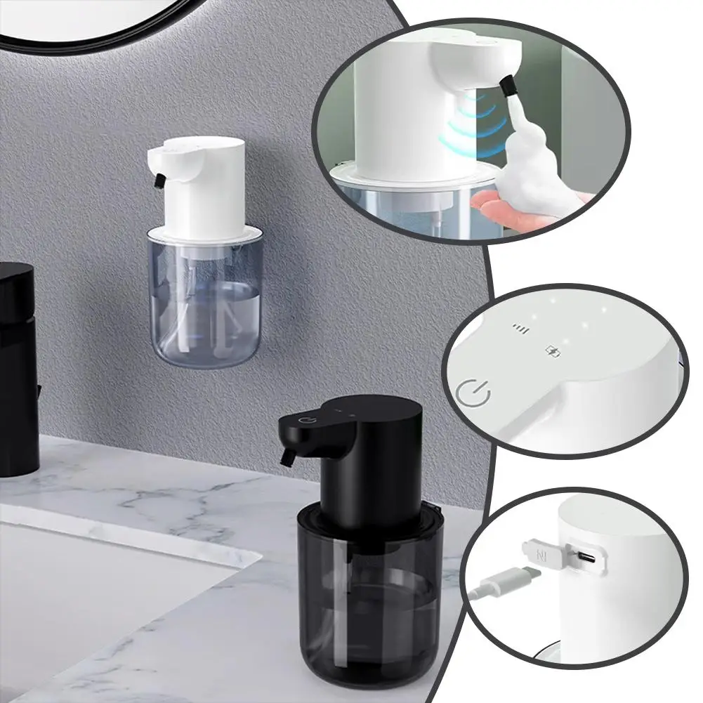P3 Automatic Induction Soap Dispenser Automatic Foam Sensor 4 Speed Adjustment 400ml Water Tank IPX5 Waterproof Type-C Charging