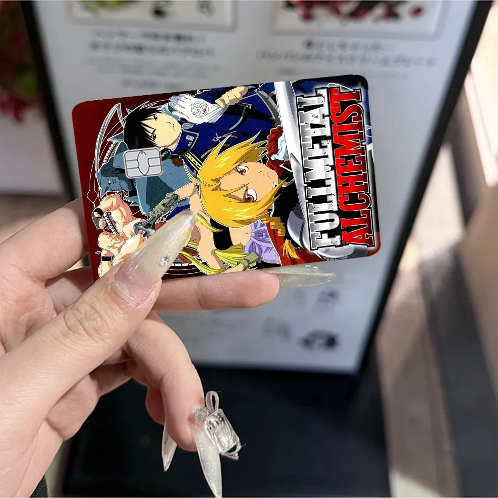 أنيمي F-Fullmetal A-الخيميائي بطاقة الائتمان ملصقات الجلد لا بقايا لاصقة مقاومة للماء لبطاقة الائتمان VISA بطاقة الوصول إلى مترو الأنفاق