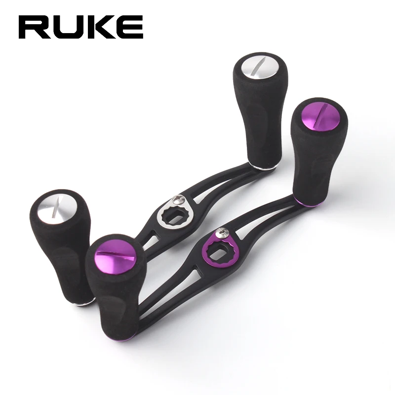 

Ruke fishing reel handle Alloy Aluminum double rocker with Eva Length 110mm 7*4/8*5mm holes suit D/S/A reel handle DIY accessory