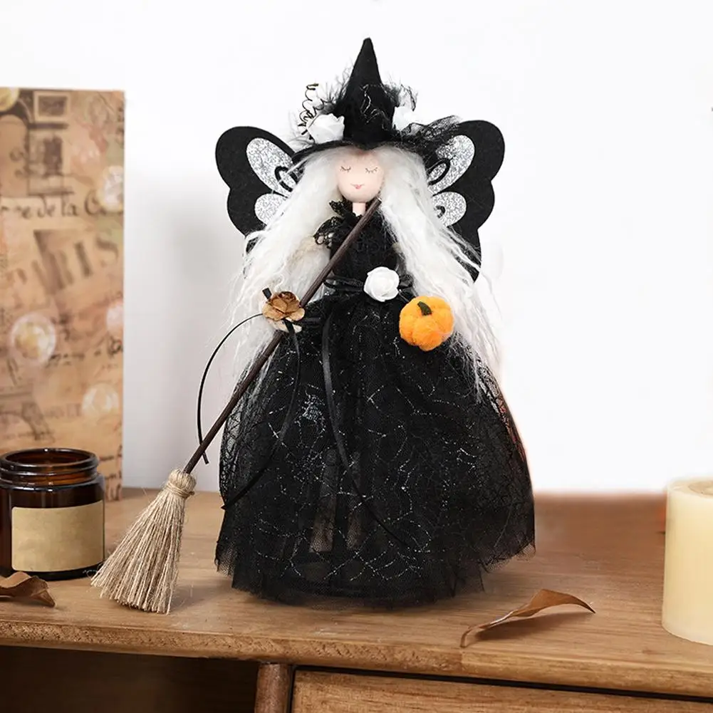 Halloween Cute Mysterious Witch Doll Decorations Handmade Holiday Gift Meaningful Decoration Witch Broom Manufacture Party W4F4