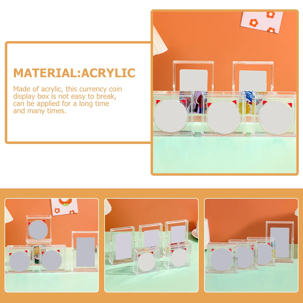 Acrylic Display Box Coin Currency Holder Portable Storage Case for Bills Coins Collectors Clear Acrylic Container