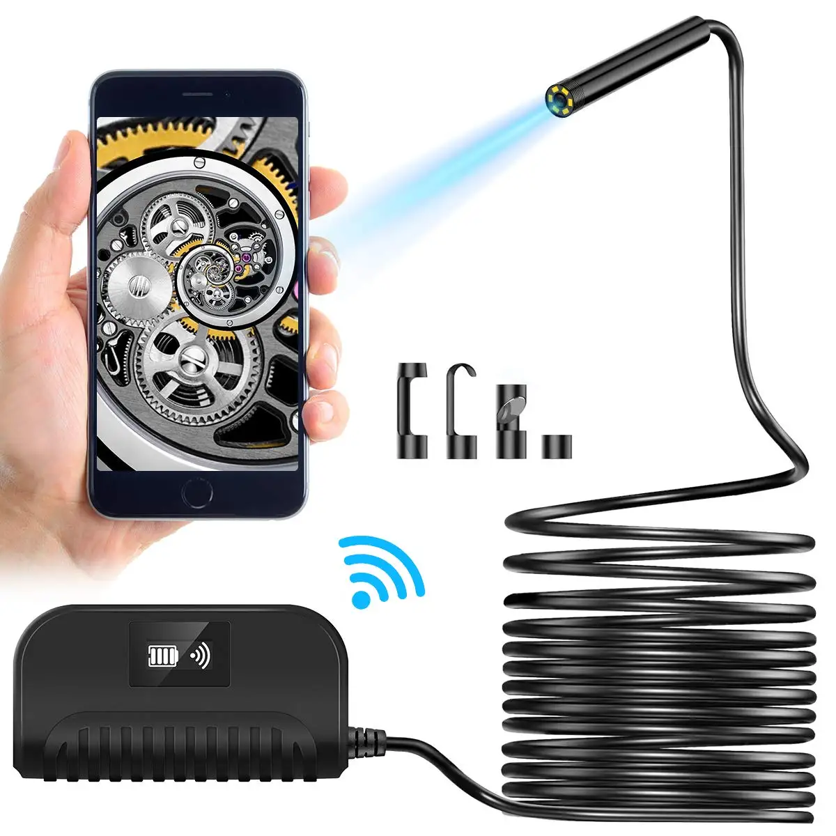 5.5mm Wireless Industrial Endoscope WiFi 1080P HD Borescope for Iphone  iOS Android Phones 6 LEDs Motor Engine Inspection Camera