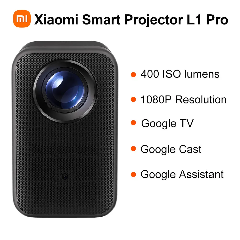 Xiaomi Smart Projector L1 Pro, 400 ISO Lumen Google TV 1080p Fysieke Resolutie, Automatische Focus & Automatische Keystone Correctie, Dolby Audio