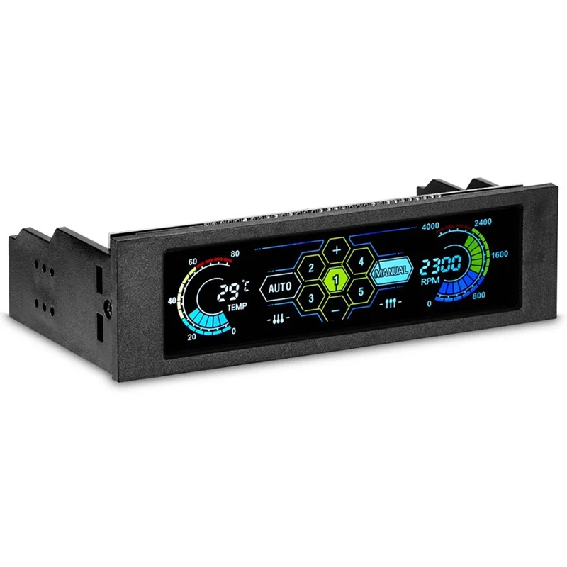 شاشة LCD بارعة تعمل باللمس 5.25 بوصة 5 طرق وحدة تحكم في سرعة المروحة مراقبة درجة الحرارة اللوحة الأمامية نظام تبريد الكمبيوتر