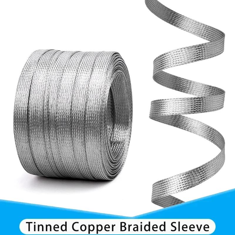 Tinned Copper Braided Sleeving 2/4/6/8/10/12/14/16~28mm Expandable Screening Signal Wire Cable Shielded Metal Sheath Nets 1~20M