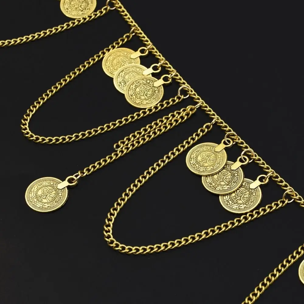 موضة عملة قلادة معدنية الجسم سلسلة مجوهرات حزام شرابة الخصر سلسلة العرقية نمط البوهيمي نمط الرقص الشرقي الجسم سلسلة الشاطئ #4