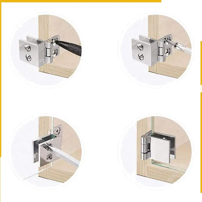 

A92P Set Of 24 Glass Door Hinges, 5Mm-8Mm Adjustable Rectangle Clamp Single Clip For Cabinet Cupboard Glass Door Hinges
