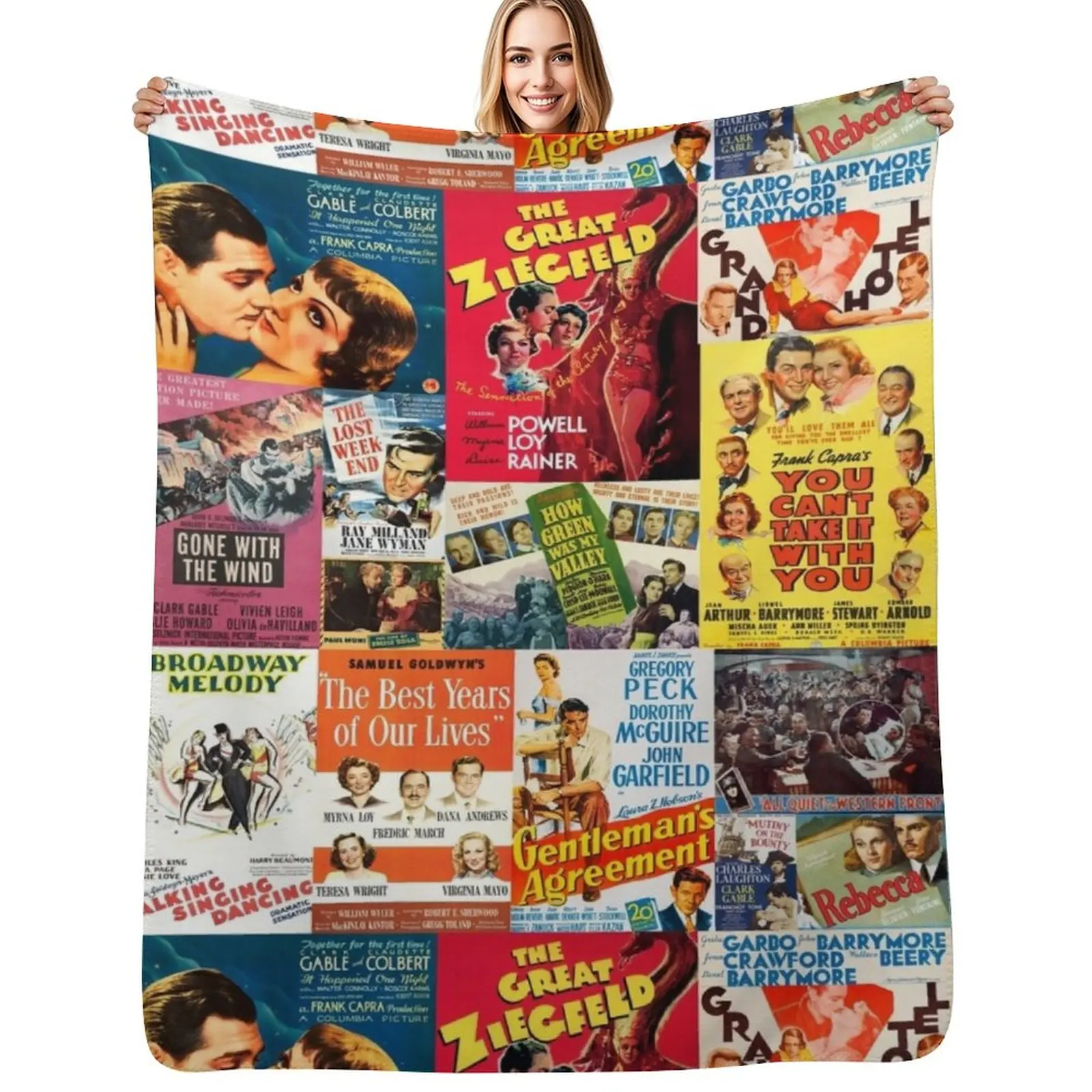 

Classic movie posters from first 20 best picture winners Throw Blanket Sofa halloween Flannel Winter beds Blankets