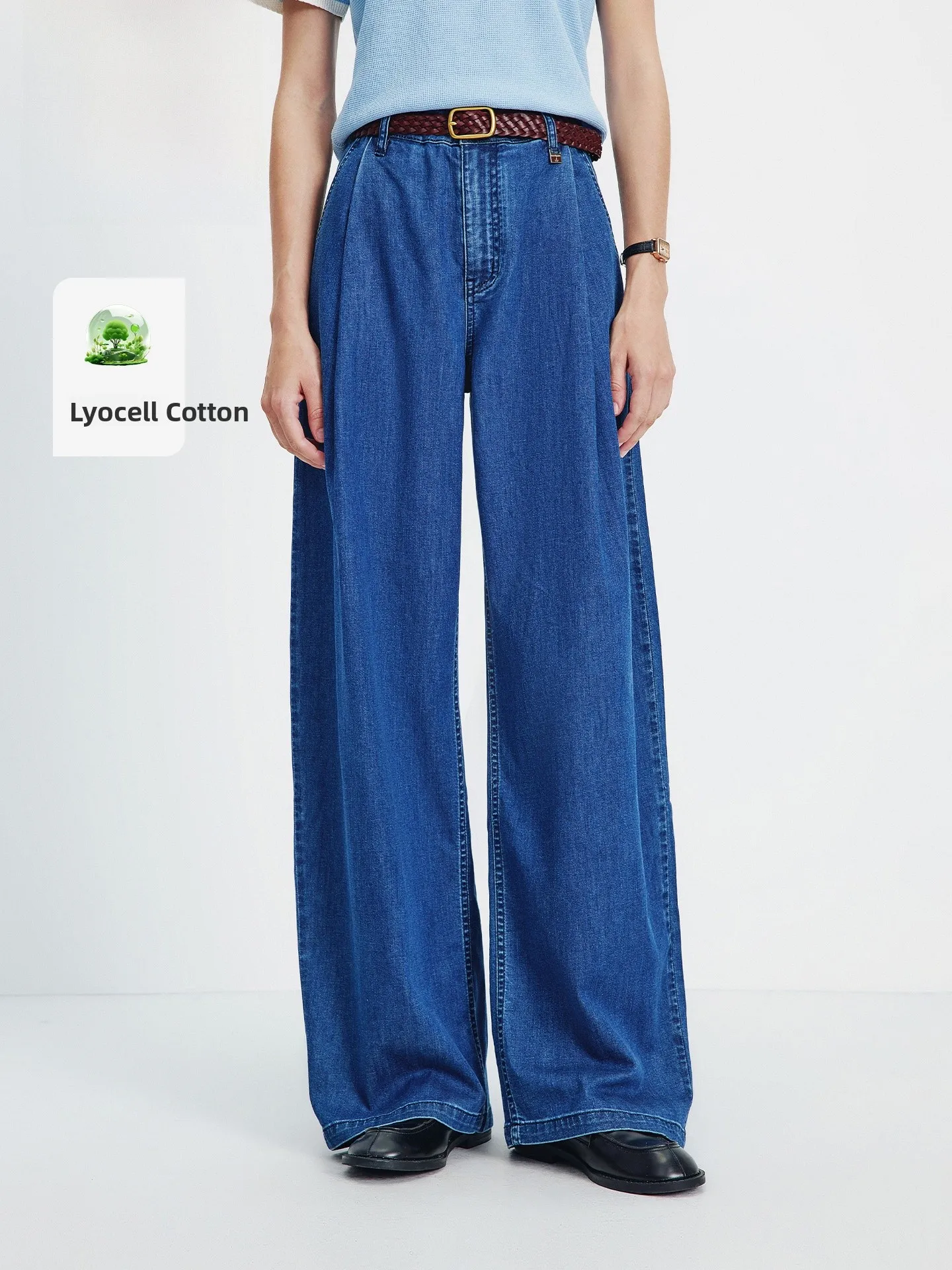 

Женские джинсы Navigare свободного кроя с широкими штанинами, темно-синие, длинные брюки, новинка весны, повседневные, удобные, с высокой талией