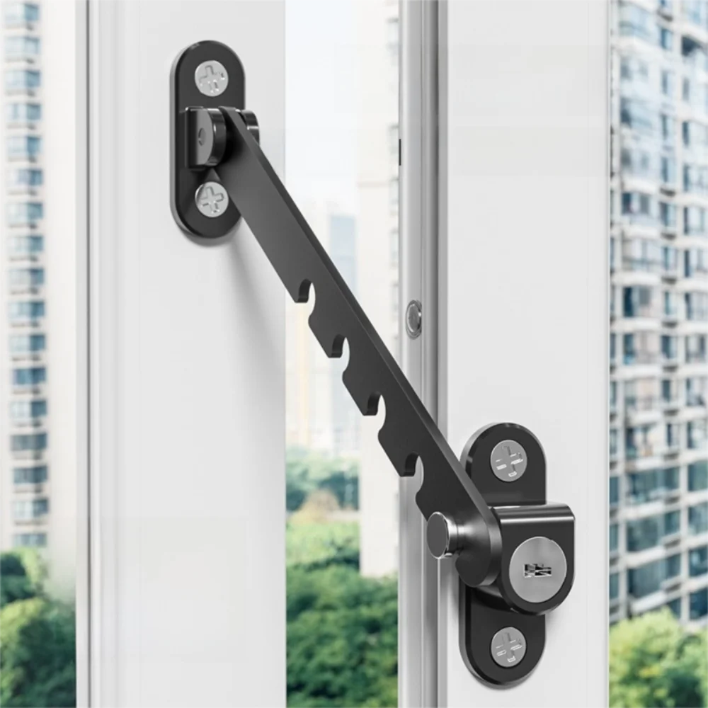 

Metal Window Blocking Lock Windproof Multiple Gears Window Position Stopper Security Protection Adjustable Children Safety Lock