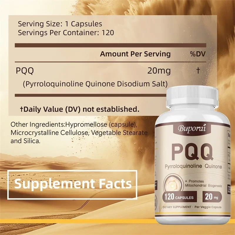 PQQ Supplement - Increases Overall Energy Levels, Supports Heart Health, Cognitive Function, Improves Sleep Quality