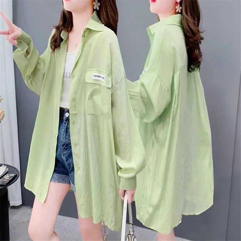 

Simple Casual Women's Light Versatile Long Coat Sun Protection Clothing 2025 Summer New Female Sun Protection Clothing Overcoat