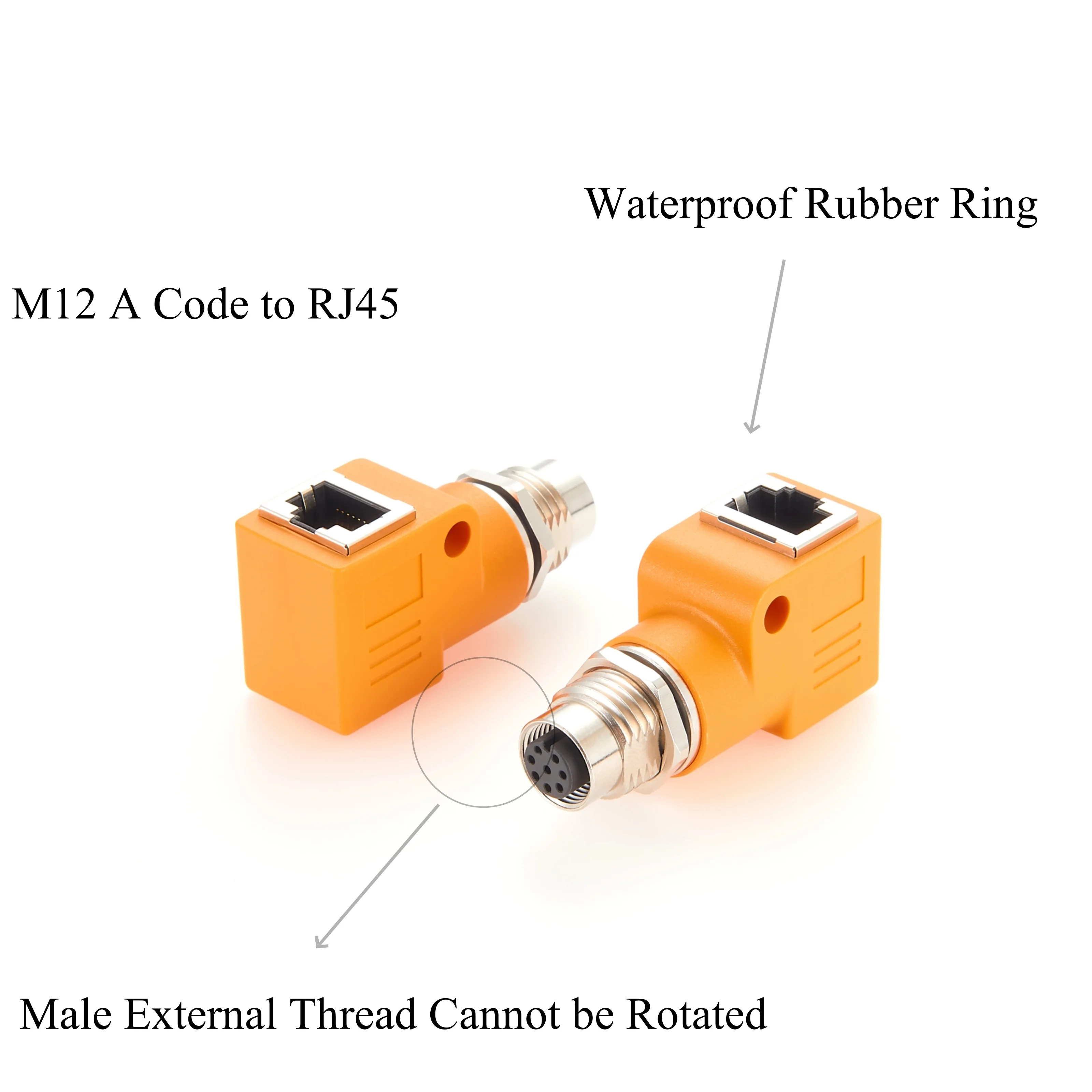IP67 Rechtwinkliger RJ45-zu-M12 A-kodierter 8-Pin-Ethernet-Adapter, M12-Buchse zu RJ45-Buchse, Schalttafelmontage-Steckverbinder – Detail 5