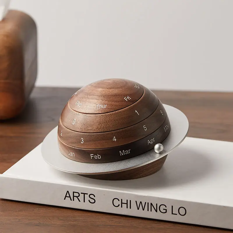 

Creative Wooden Planet Calendar Black Walnut Desk Perpetual Calendar Decorations Aesthetic Room Decor Figurines Home Accessories