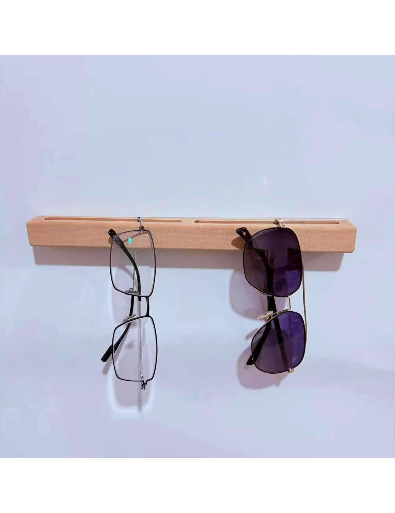 Wall Mounted Non Perforated Sunglasses Storage Rack, Wooden Glasses Rack, Eye Storage Rack, Sunglasses Storage Shelf