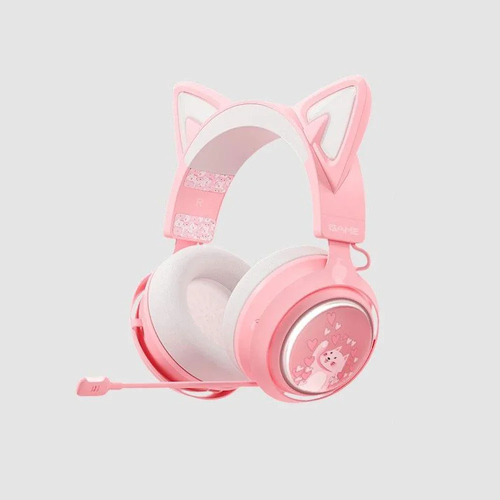 Somic GS510 Gamers-hoofdtelefoon met microfoon Kattenoren Rgb Licht Kleurrijk Schattig Headset Ruisonderdrukking Meisje Gaming-oortelefoon Gif