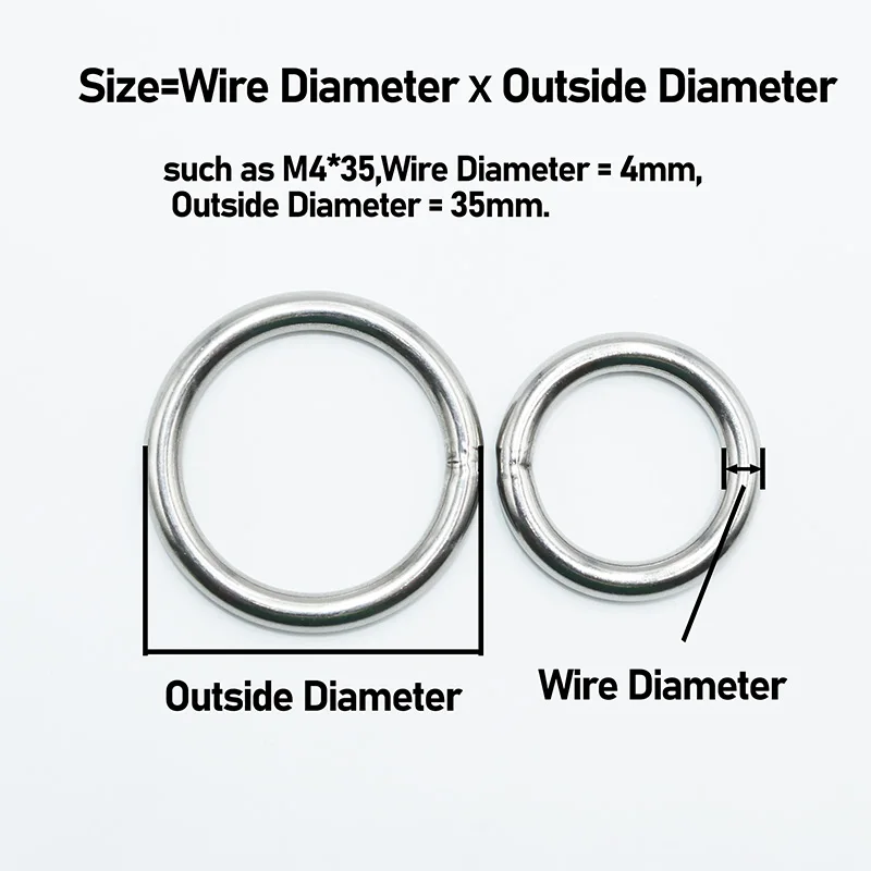 304 Edelstahl Kreisring m3 m4 m5 M6-M12 massiv geschweißter O-Kreis Rost ring Haustier Zugring Fischernetz Zugring Hänge ring – Detail 5