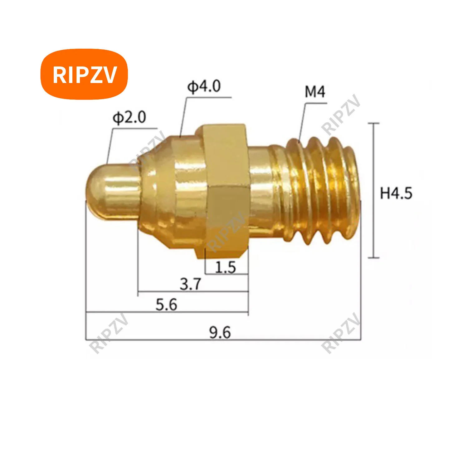 9.6x4.5mm M4 screw thread Good Quality High Precision Custom Spring Loaded Battery Pogo Pin Connector RIPZV