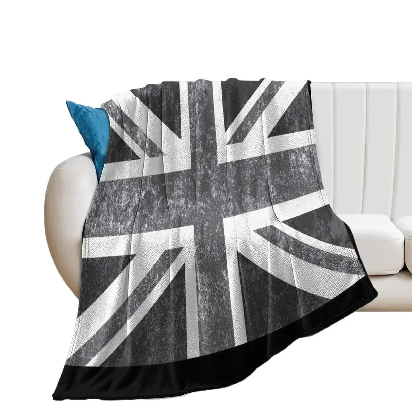 Union Jack Vintage Grayscale - United Kingdom Flag Throw Blanket Travel Luxury Blankets For Baby Blankets