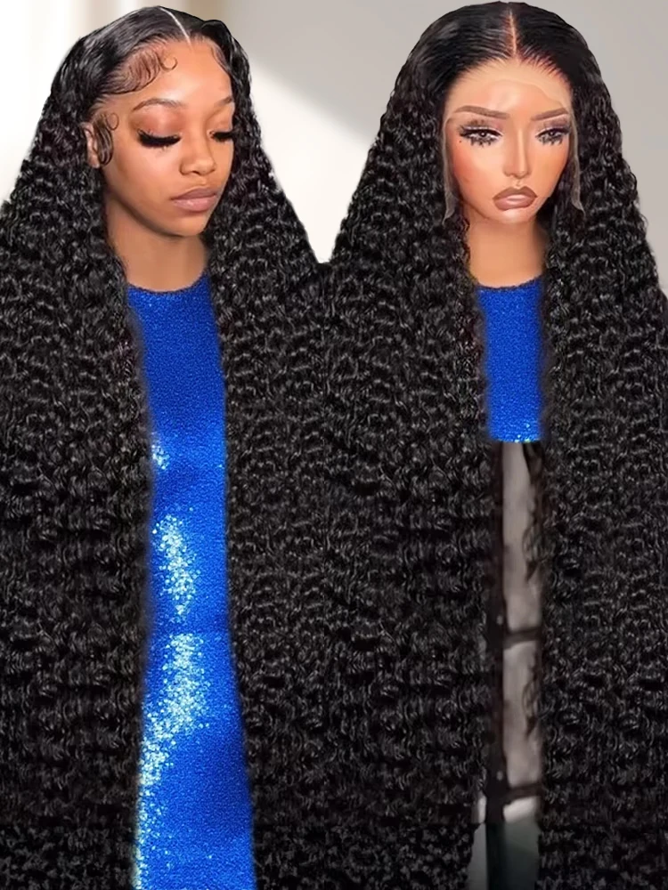 40 46 بوصة مجعد 13x6 HD الدانتيل الشفاف شعر مستعار أمامي شعر الإنسان موجة المياه 360 كامل الدانتيل الباروكات موجة عميقة شعر مستعار للنساء 250 الكثافة