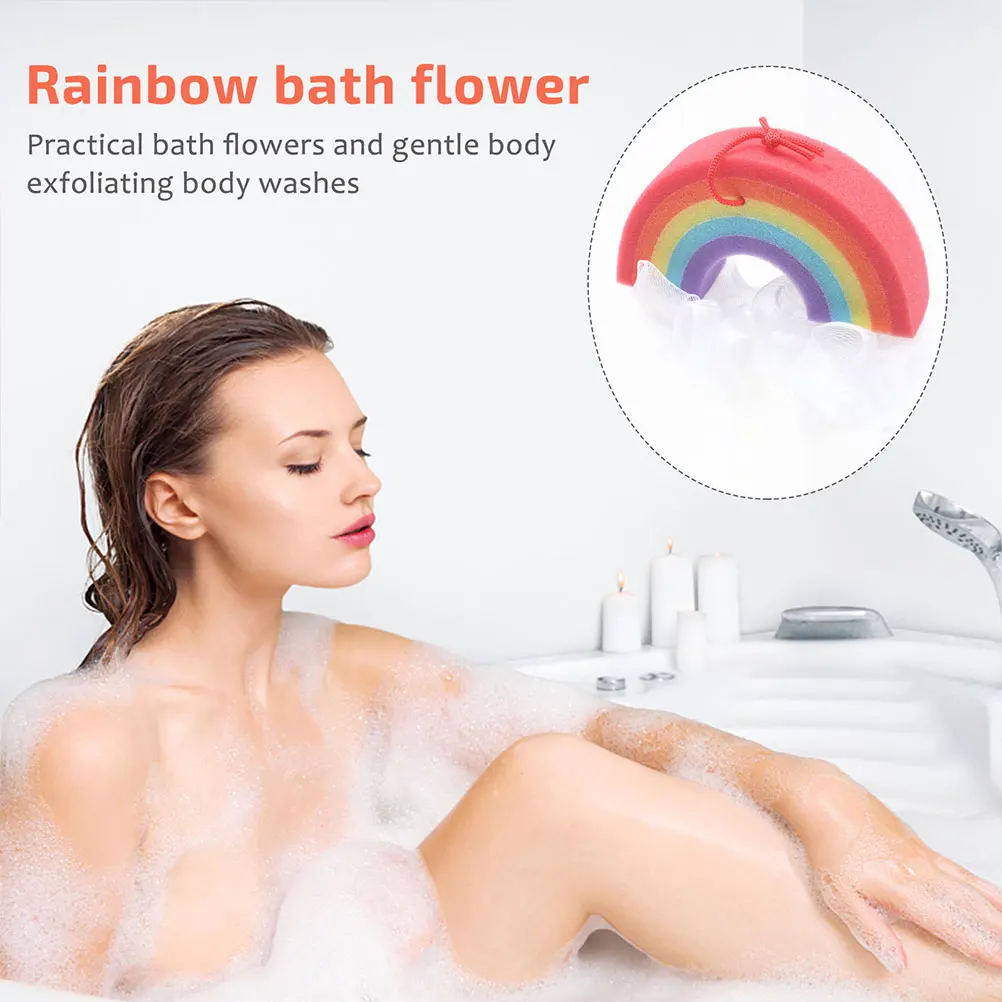 

3pcs Rainbow Bath Brush Bath Pouf Skin Exfoliating Balls Sponge Material Shower Scrubbers Bathing Supplies
