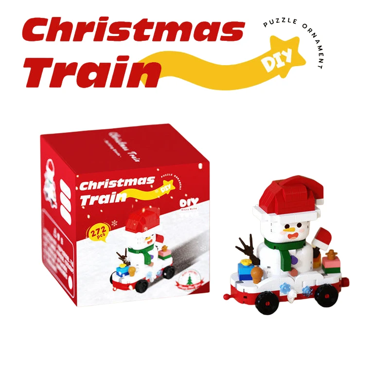 مجموعة مكعبات بناء صغيرة لعيد الميلاد يمكنك صنعها بنفسك شجرة القطار سانتا كلوز العمارة شجرة عيد الميلاد بيت الثلج مجموعة مكعبات البناء لعبة هدية