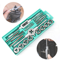 20Pcs Metric Hand Tap and Die Set M3-M12 Screw Thread Plugs Straight Taper Reamer Tools Threads Tapping Die Threading Tool Kit