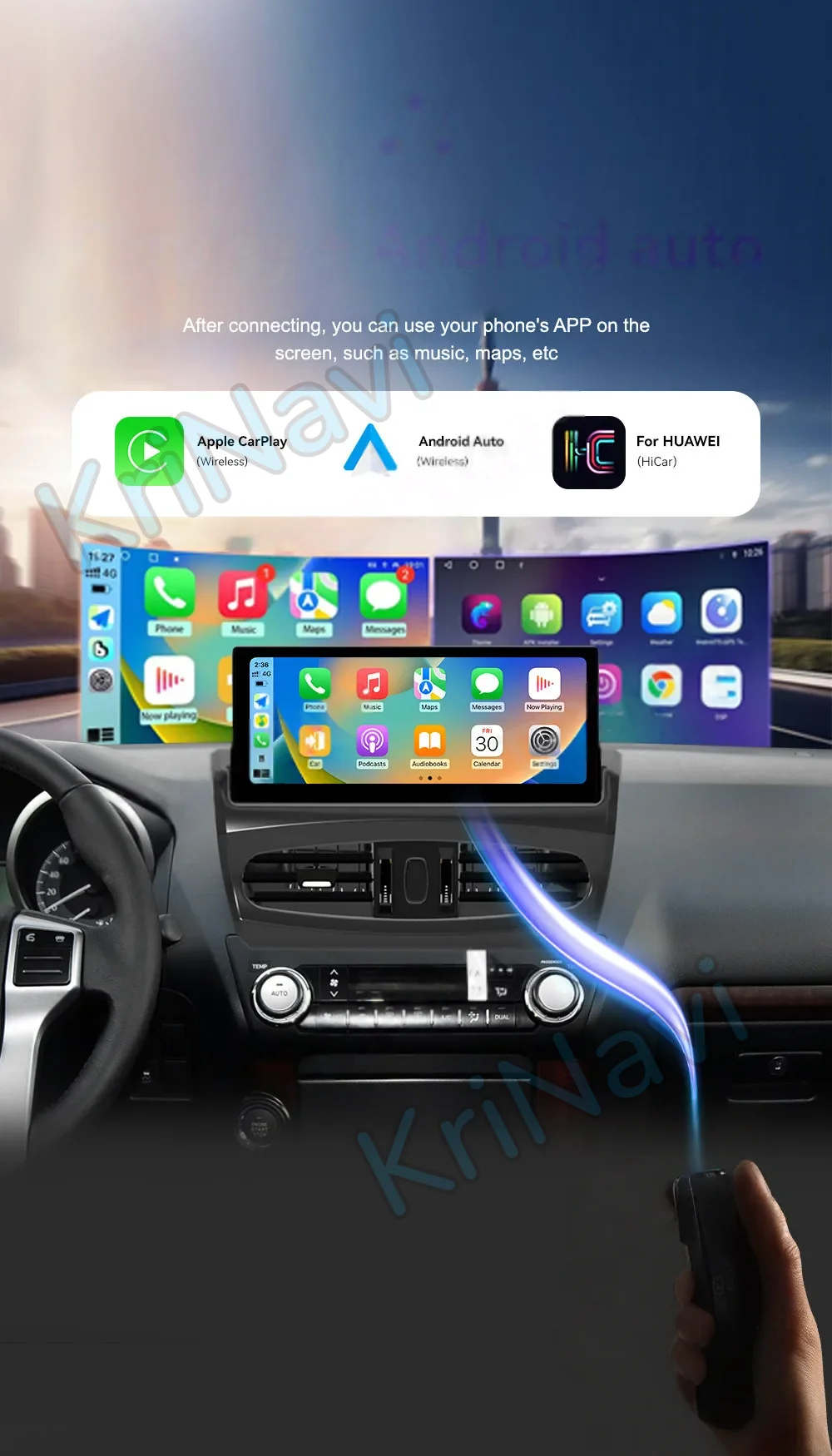 12.3 inch For Toyota Prado 2010 - 2021 car Android 14.0 Carplay GPS Navigation Screen Central Multimedia Player Stereo Head Unit