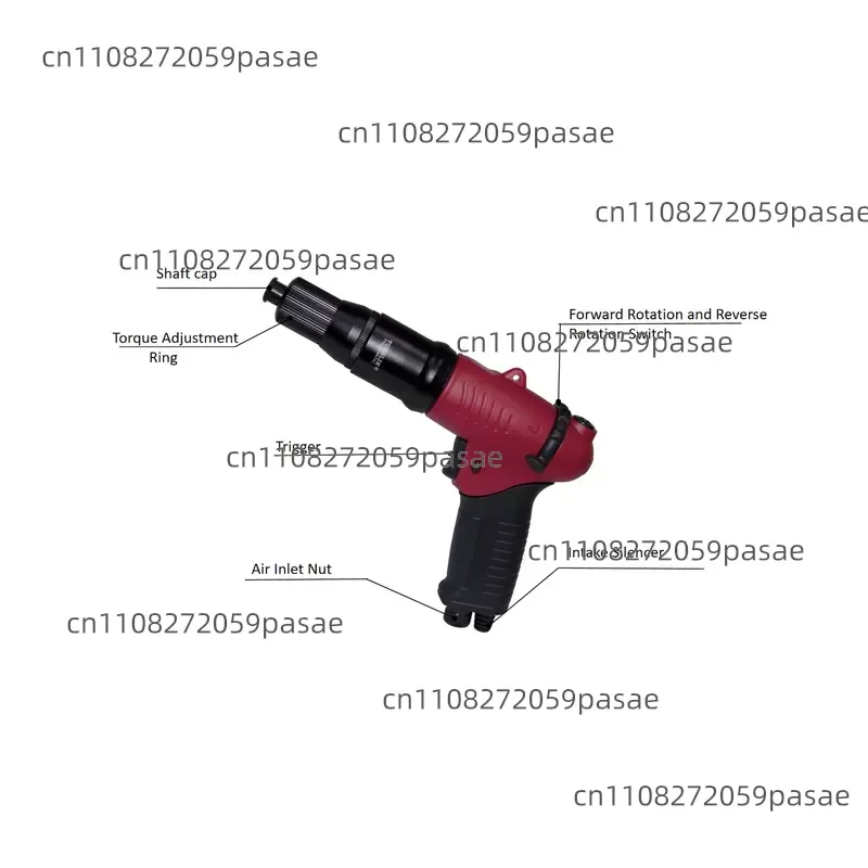 1/4 inch pistol grip, press start, fully automatic shutdown clutch, pneumatic screwdriver, torque 5-25 Nm, speed 250RPM,