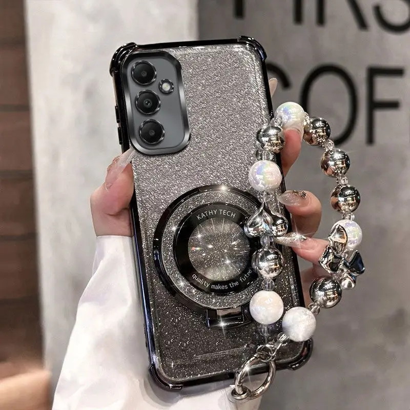 Shockproof Glitter Phone Case For Samsung Galaxy Note 20 Ultra Note 9 10 Plus Stand Holder Luxury Bracelet Soft Silicone Cover