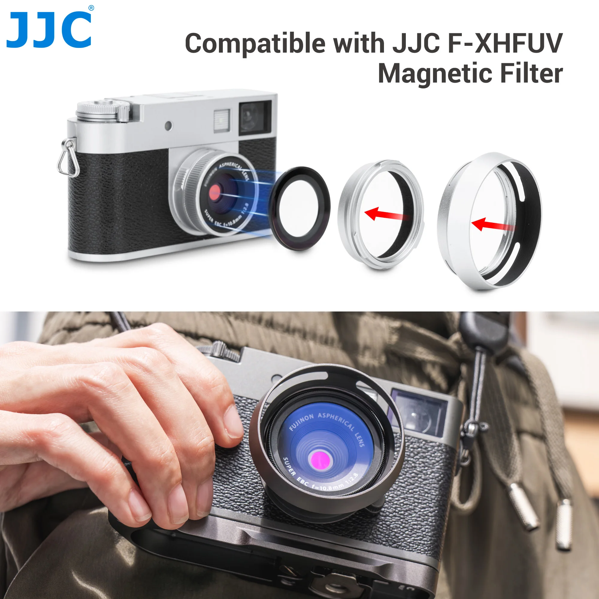 Металлическая бленда JJC с переходным кольцом фильтра 37 мм для FUJIFILM X Half Lens Cap Shade FUJI X Защитные аксессуары для полуобъектива