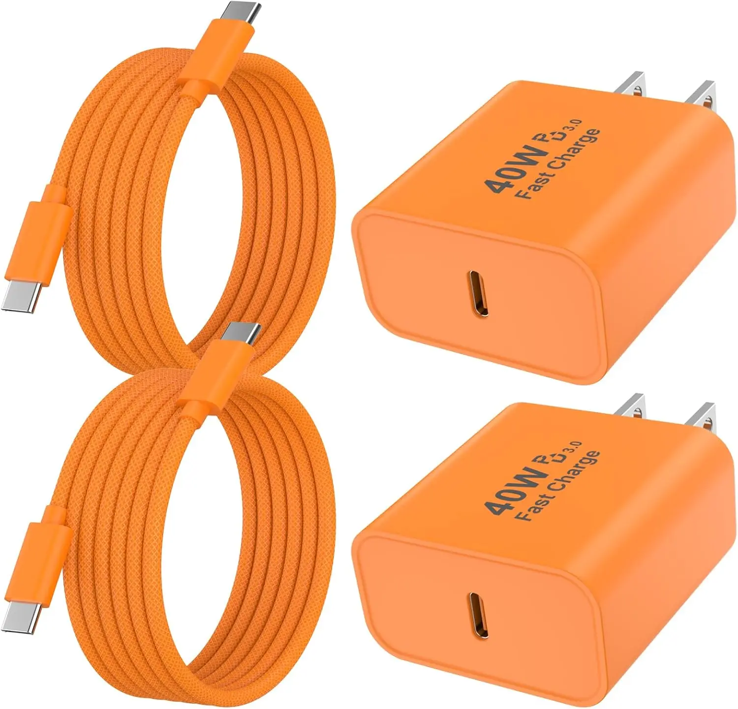 

40W USB C Fast Charger Block & 6FT Braided Cable for iPhone 17/16 Series, MFi Certified