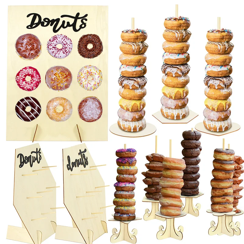 1 قطعة الخشب دونات حامل حامل الزفاف الحلوى الجدول الديكور الكعك جدار عرض مجلس حامل حفلة عيد ميلاد استحمام الطفل ديكور
