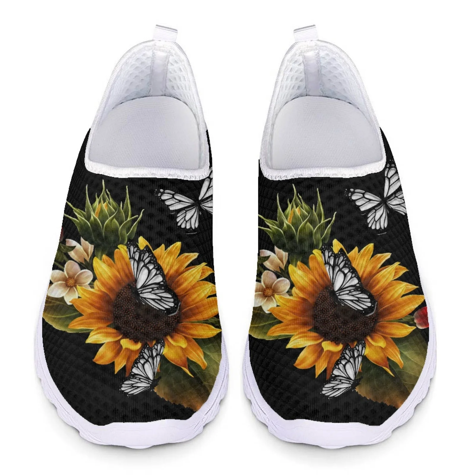 INSTANTARTS Fashion Sunflower Butterfly Loafers Summer Lightweight Breathable Outdoor Walking Shoes Casual Sneakers Zapatos