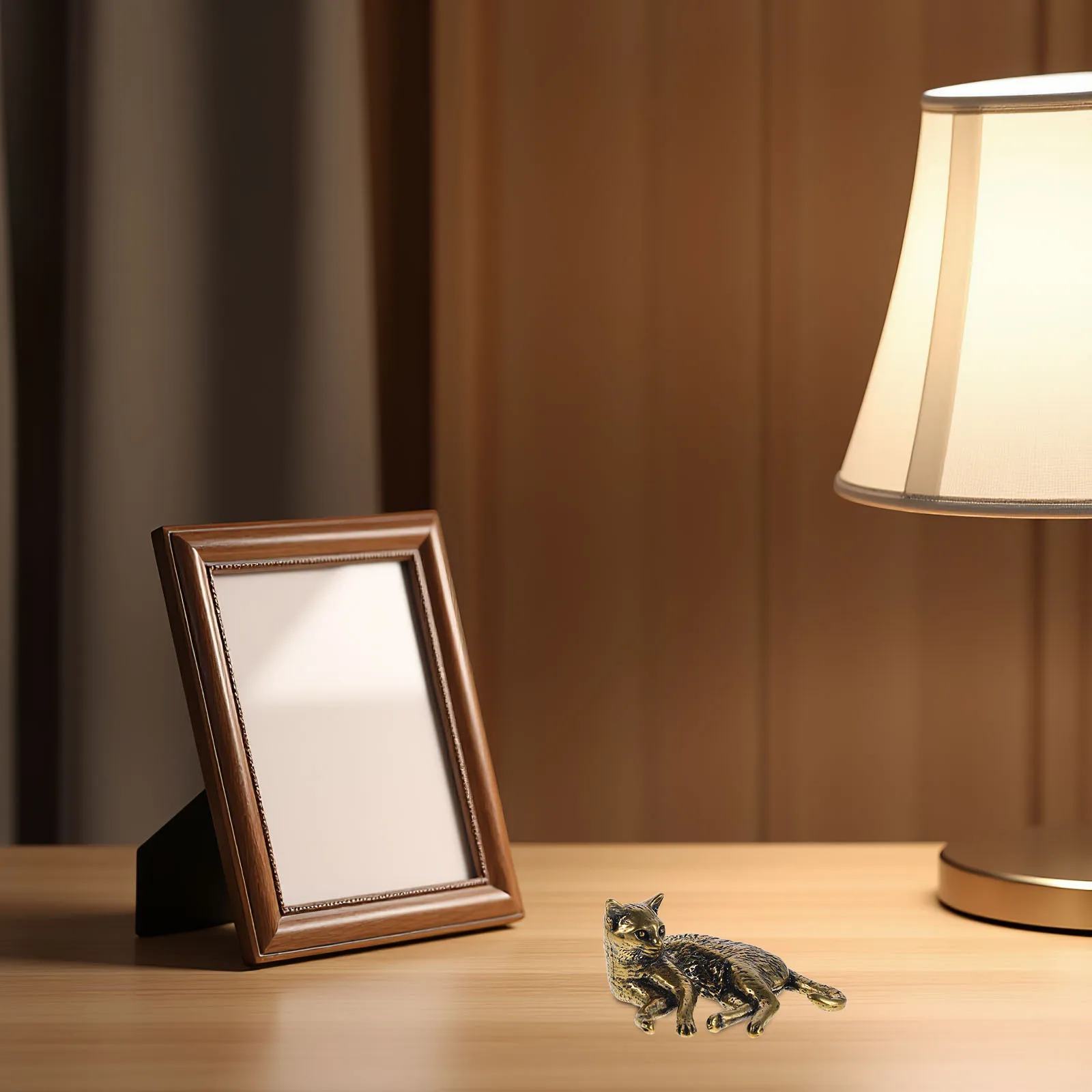

Brass Kitten Statue 2X1.9 Inch Miniature Retro Vintage Decorative Ornament Home Office Desk Shelf Cat Sculpture Brass